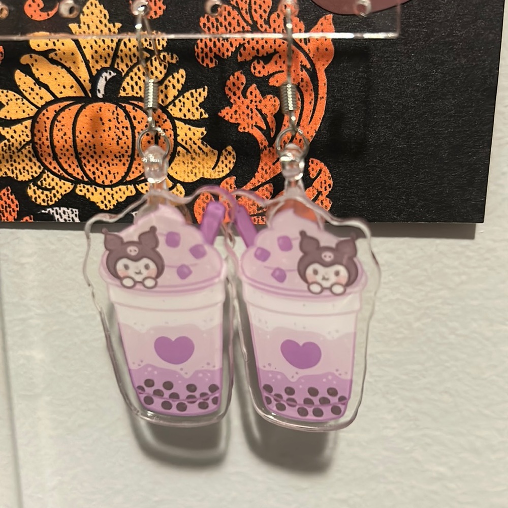 Handmade Cute Character Boba Cup Earrings